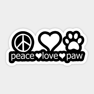 Peace love paw white Sticker